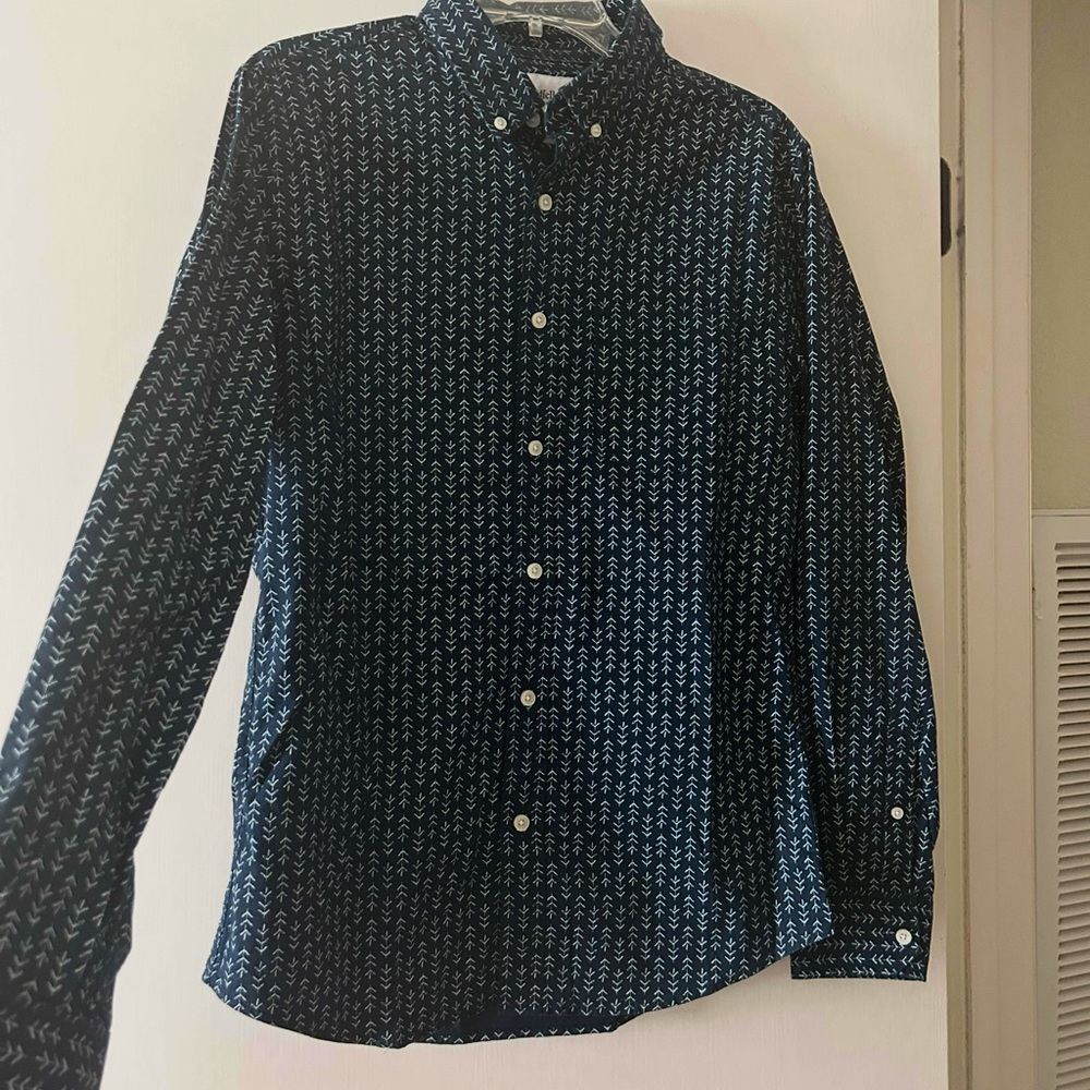 Men's Blue Patterned Dress Shirt